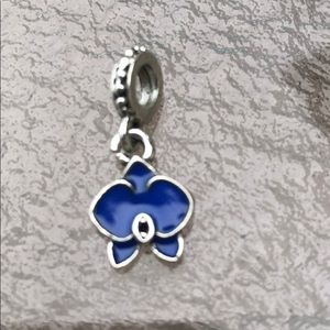 Flower charm blue &silver dangles bracelet